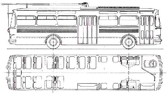 Nákres linkového trolejbusu T11